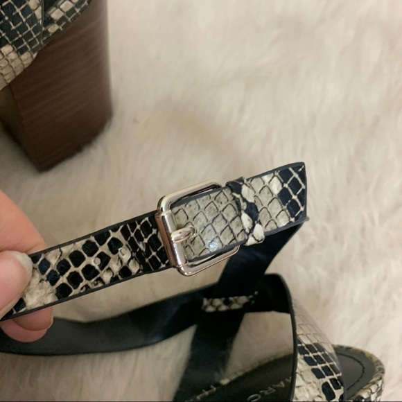 [Marc Fisher] Black Snake Animal Print Strappy Block Heel Sandals - Picture 4 of 11